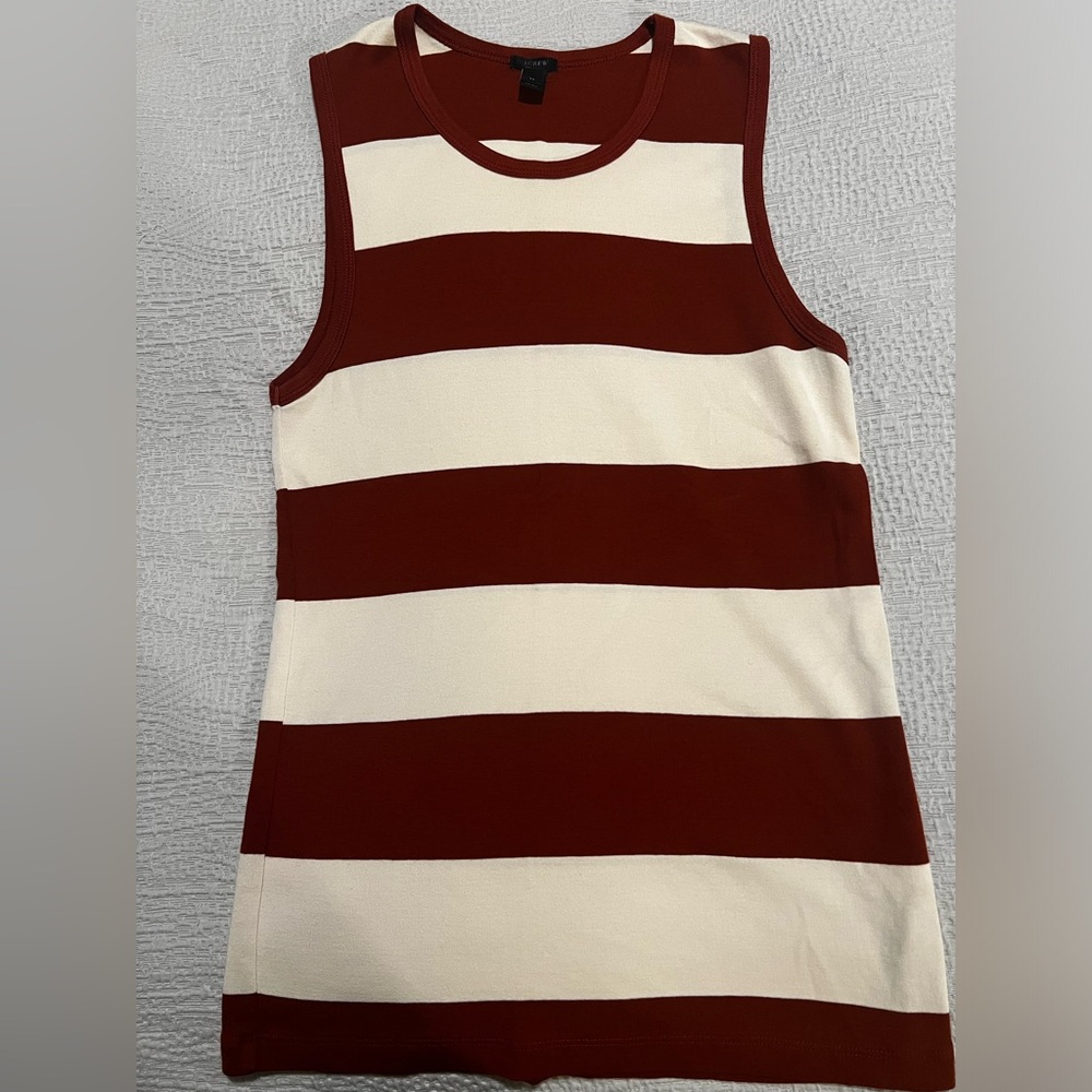 J. Crew Rust and Ivory Sleeveless Top - M
